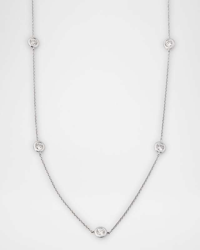 18K White Gold 5 Diamond Dot Necklace, 0.6tcw